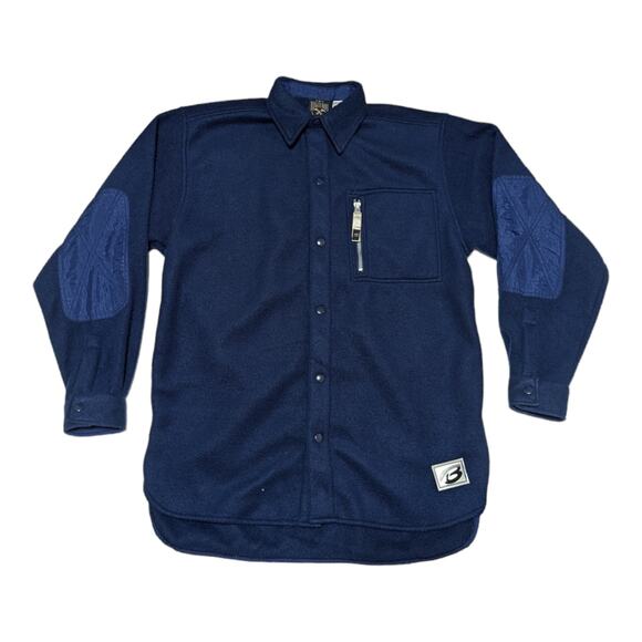 Vintage Bugle Boy Snap Button Down Fleece Jacket Navy Blue Shacket Windbreaker - Picture 1 of 5